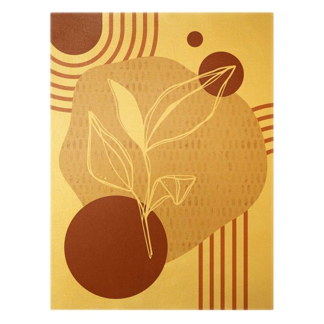 Canvas schilderijen - Goud Geometrical Shapes - Leaves Orange Gold