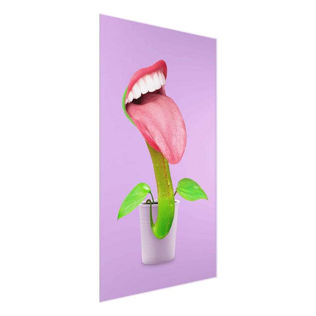 Glasschilderijen Carnivorous Plant With Mouth