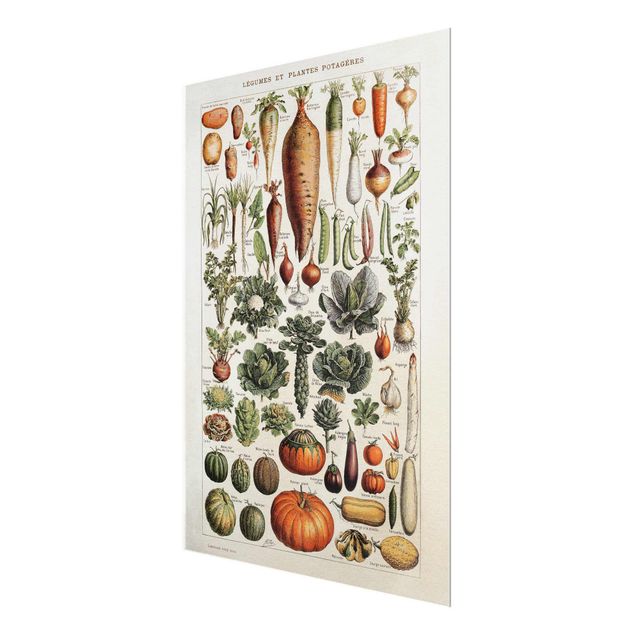 Glasschilderijen Vintage Board Vegetables