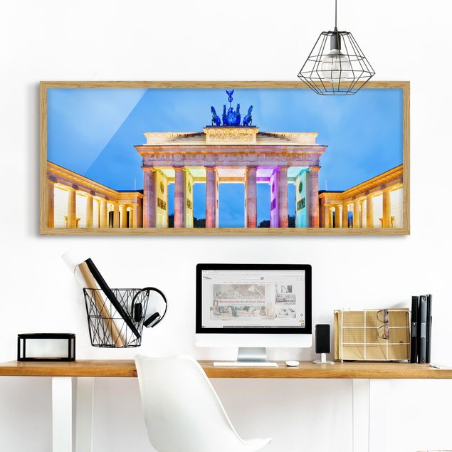 Ingelijste posters Illuminated Brandenburg Gate
