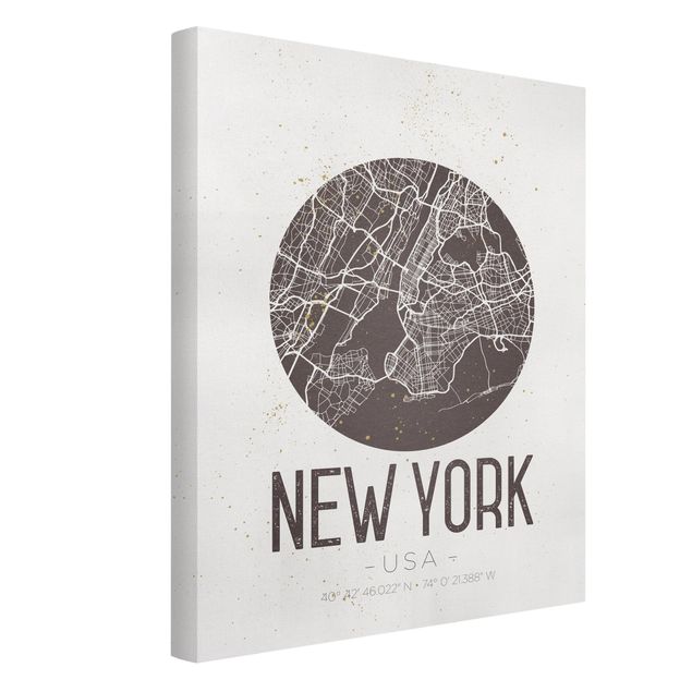 Canvas schilderijen New York City Map - Retro