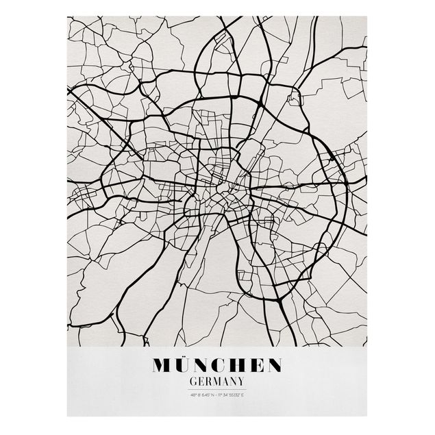 Canvas schilderijen Munich City Map - Classic