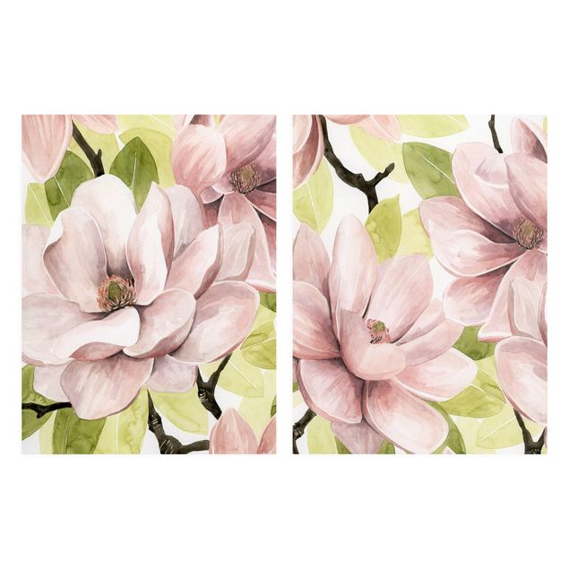 Canvas schilderijen - 2-delig  Magnolia Blush Set I