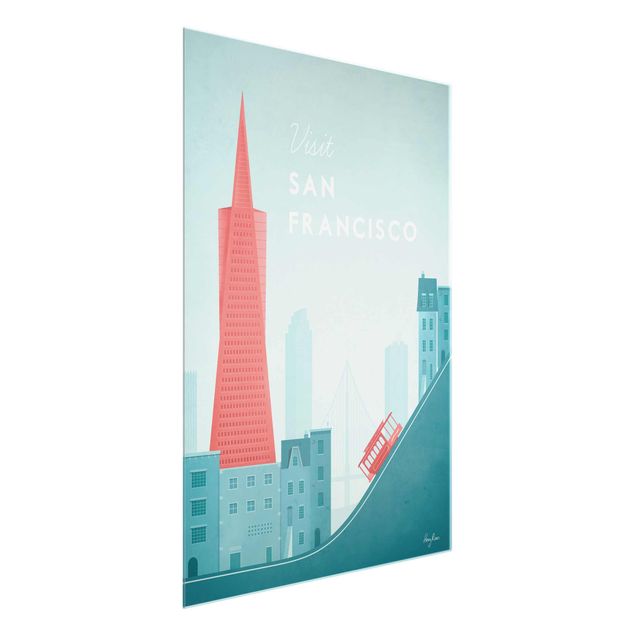 Glasschilderijen Travel Poster - San Francisco