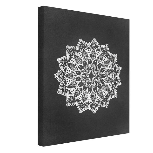 Canvas schilderijen Mandala Illustration Ornament White Black