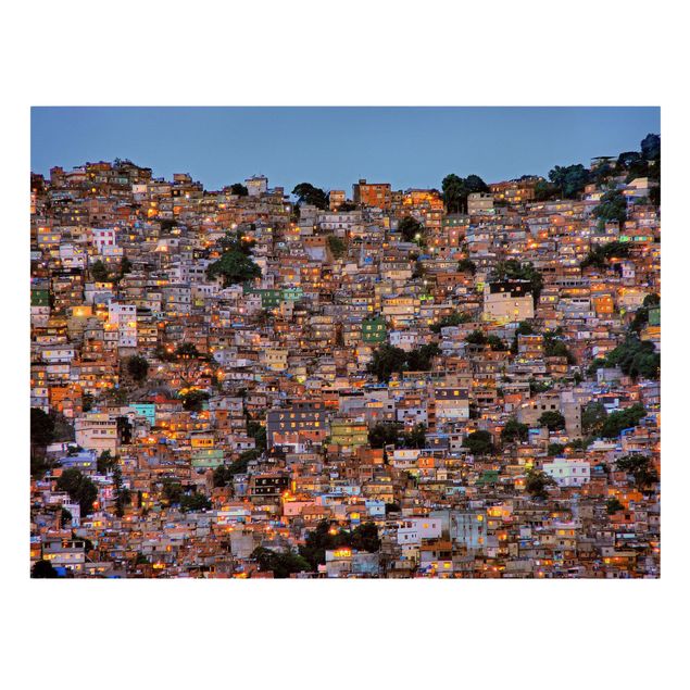 Canvas schilderijen Rio De Janeiro Favela Sunset