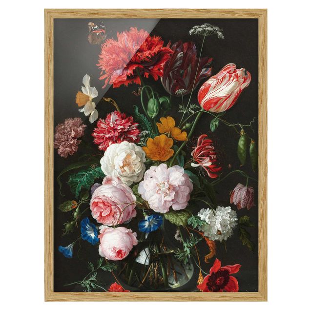 Ingelijste posters Jan Davidsz De Heem - Still Life With Flowers In A Glass Vase