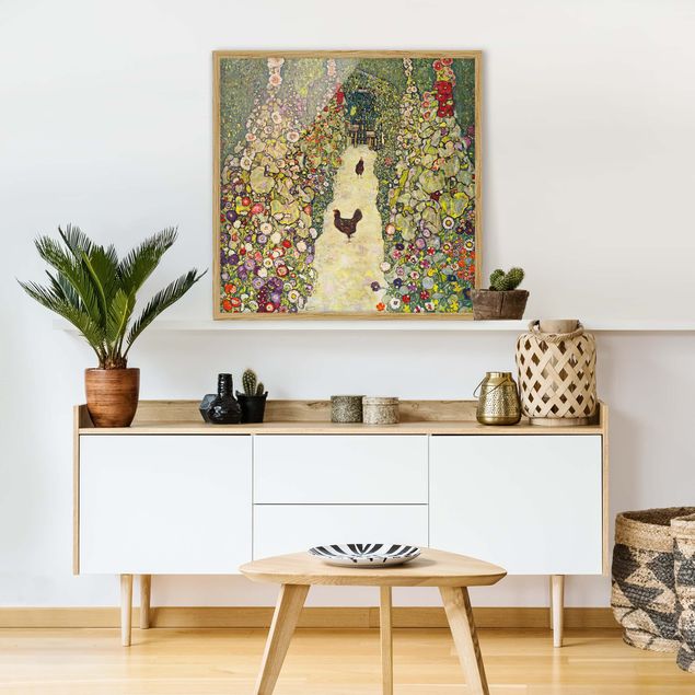 Ingelijste posters Gustav Klimt - Garden Path with Hens