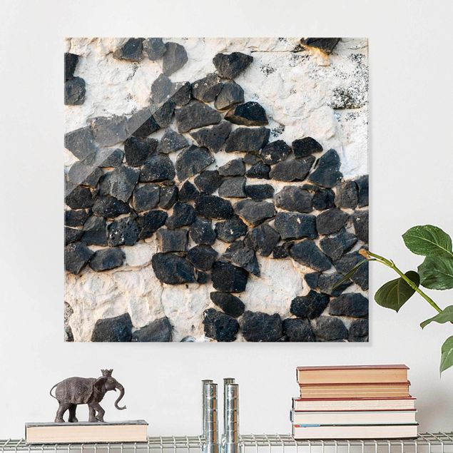 Glas Magnetboard Wall With Black Stones