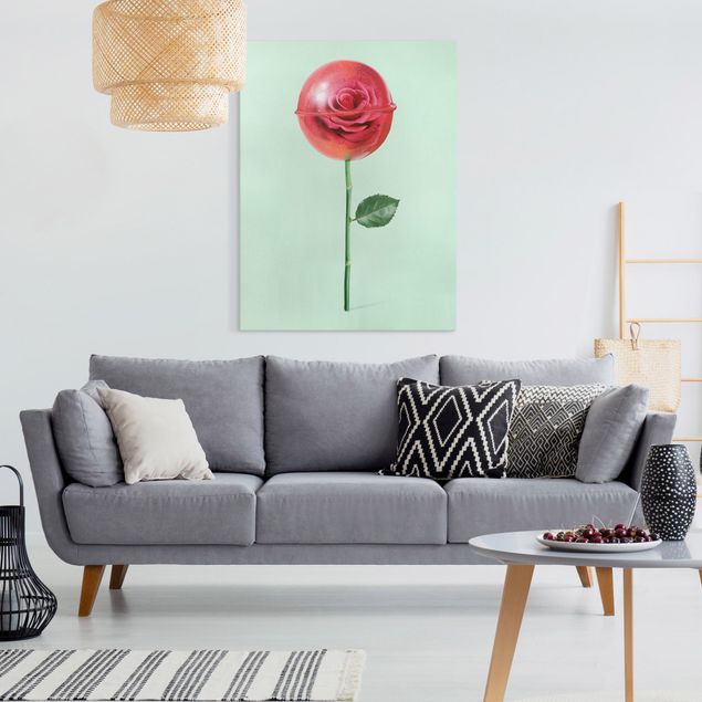 Canvas schilderijen Rose With Lollipop