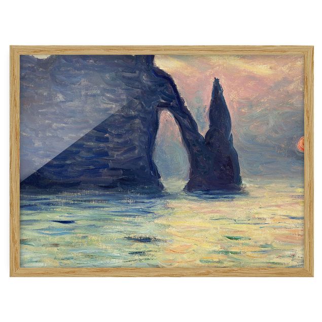 Ingelijste posters Claude Monet - The Cliff, Étretat, Sunset
