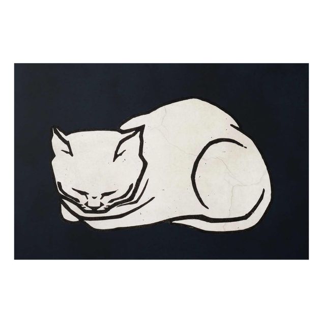 Glasschilderijen Sleeping Cat Illustration