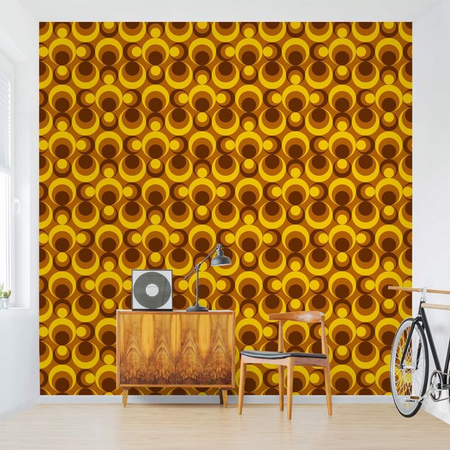 Patroonbehang 70s Wallpaper Circle Design