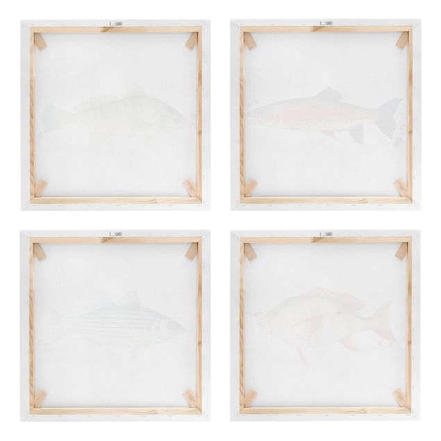 Canvas schilderijen - 4-delig Ink Trap - Fish Set I