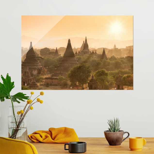 Glas Magnettafel Sun Setting Over Bagan