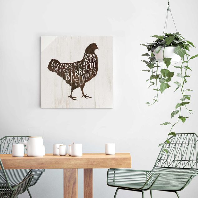 Glasschilderijen Farm BBQ - Chicken