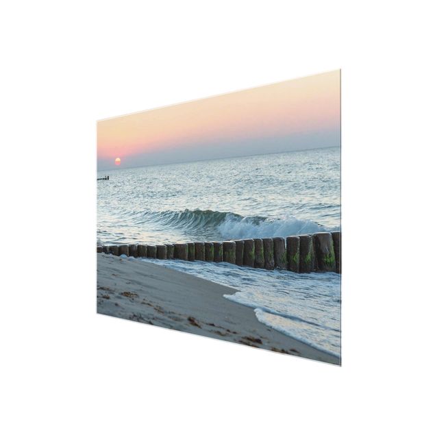 Glasschilderijen Sunset At The Beach