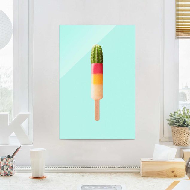 Glasschilderijen Popsicle With Cactus