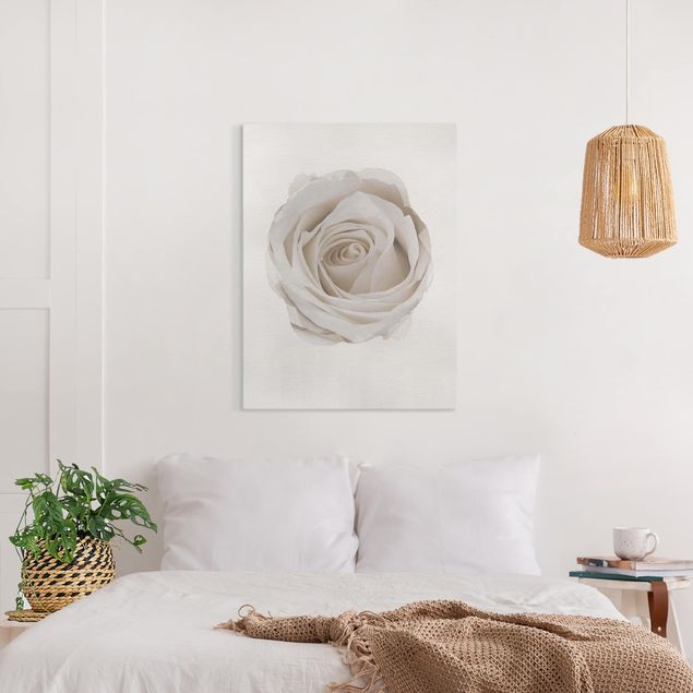 Canvas schilderijen WaterColours - Pretty White Rose