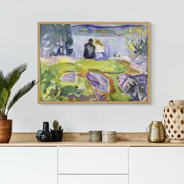 Ingelijste posters Edvard Munch - Spring (Love Couple On The Shore)