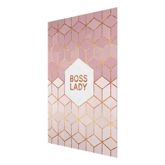 Glasschilderijen Boss Lady Hexagons Pink