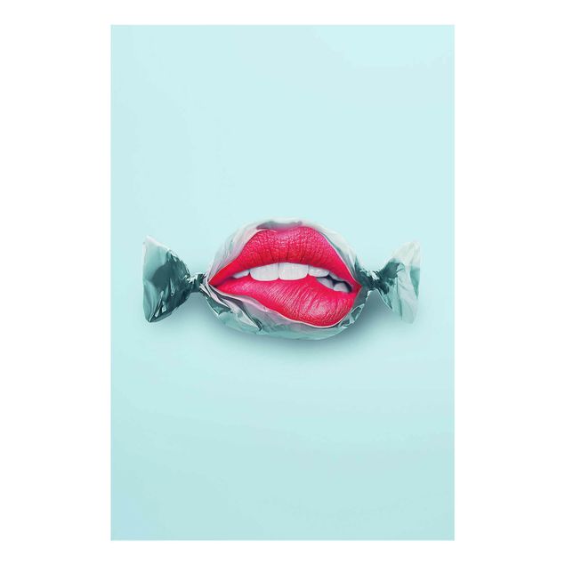 Glasschilderijen Candy With Lips