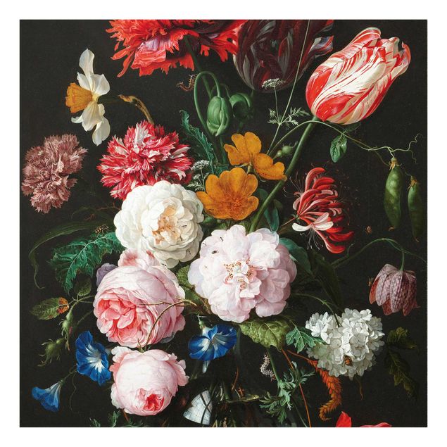 Glasschilderijen Jan Davidsz De Heem - Still Life With Flowers In A Glass Vase