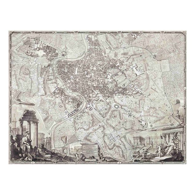 Glasschilderijen Vintage Map Rome