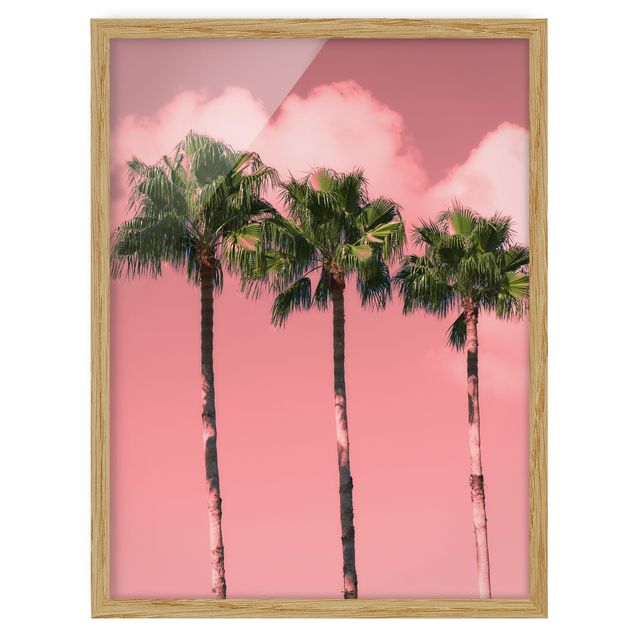 Ingelijste posters Palm Trees Against Sky Pink