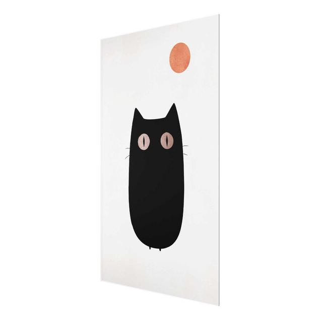 Glasschilderijen Black Cat Illustration