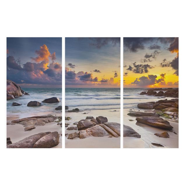 Canvas schilderijen - 3-delig Sunrise Beach In Thailand