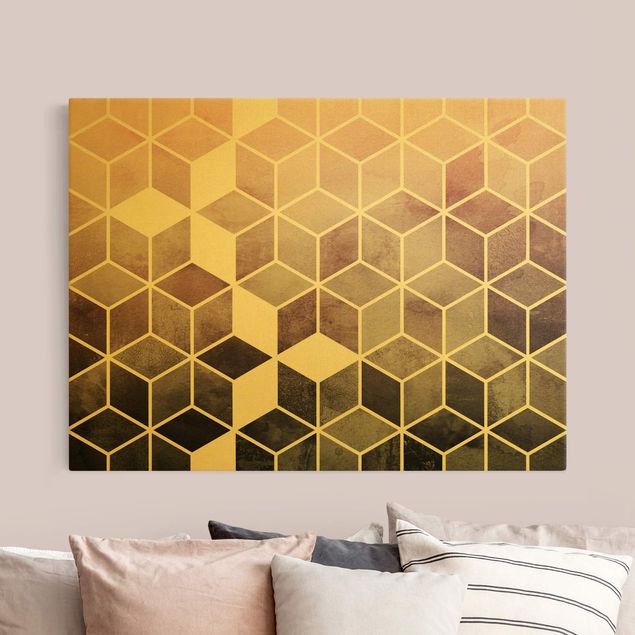 Canvas schilderijen - Goud Golden Geometry - Pink Gray