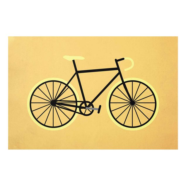Glasschilderijen Bicycle In Yellow