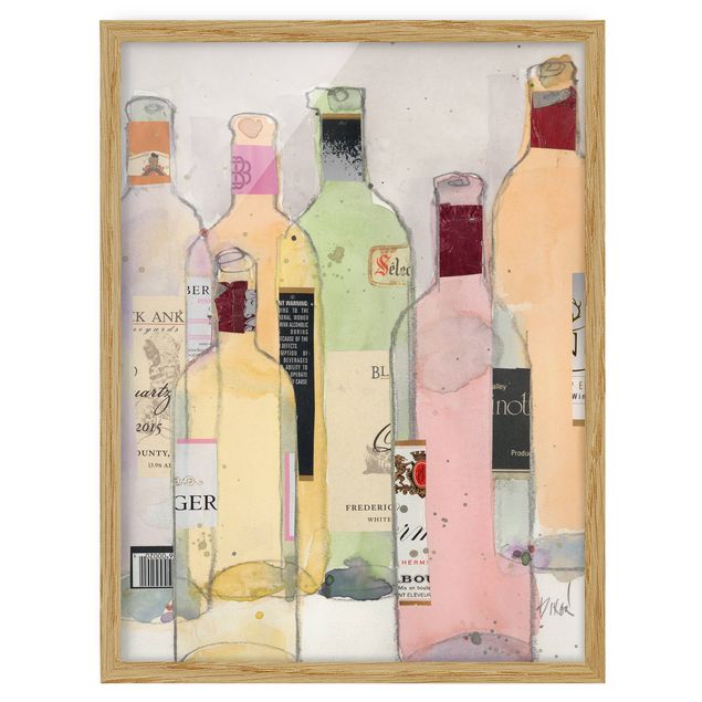 Ingelijste posters Wine Bottles In Watercolour I