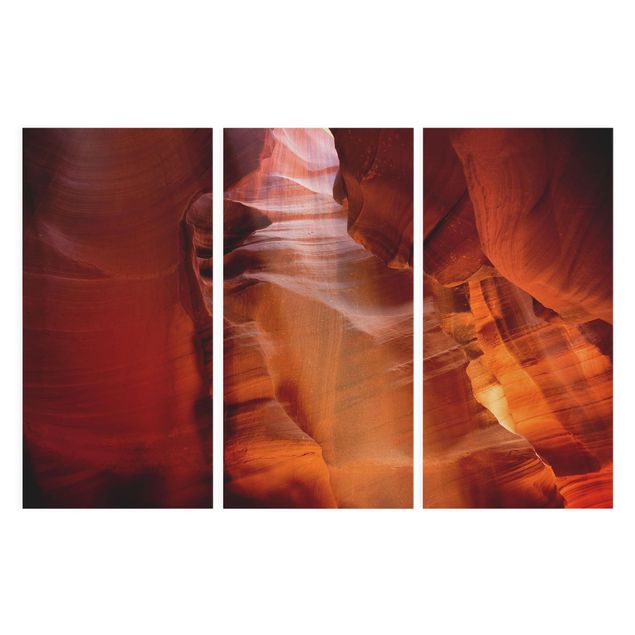 Canvas schilderijen - 3-delig Light Beam In Antelope Canyon