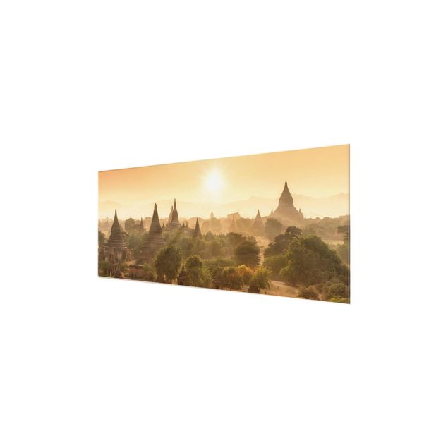 Glasschilderijen Sun Setting Over Bagan