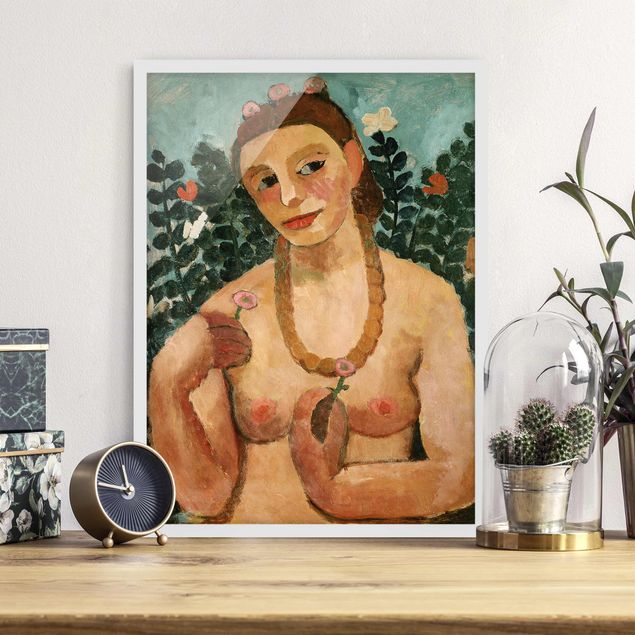 Ingelijste posters Paula Modersohn-Becker - Self Portrait with Amber Necklace