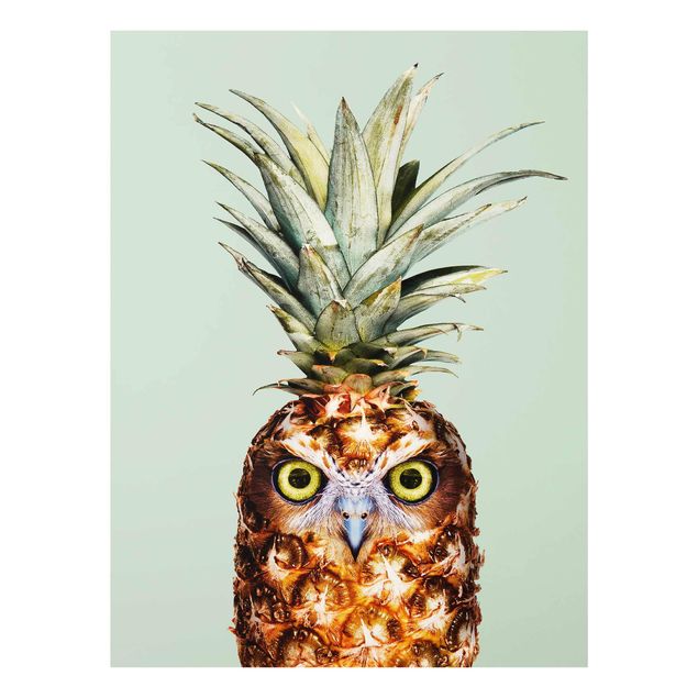 Glasschilderijen Pineapple With Owl