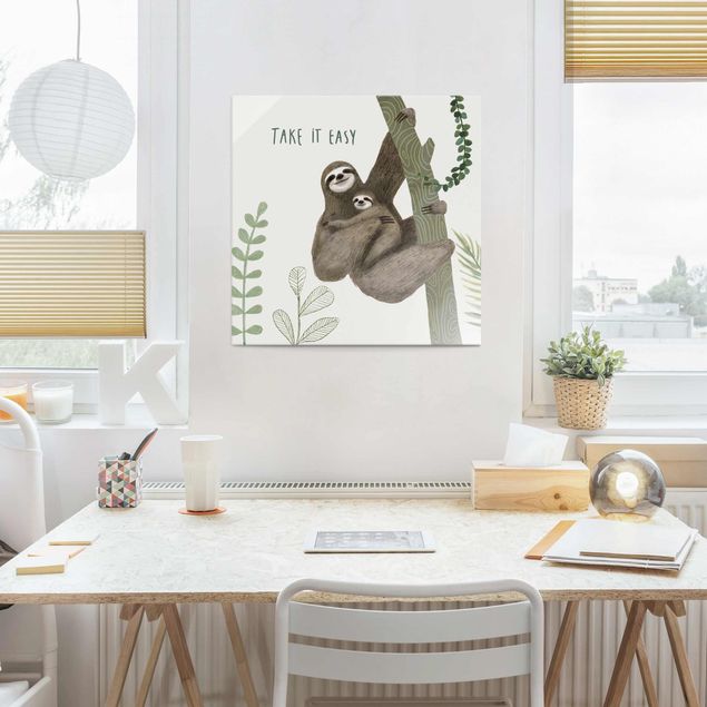 Glasschilderijen Sloth Sayings - Easy