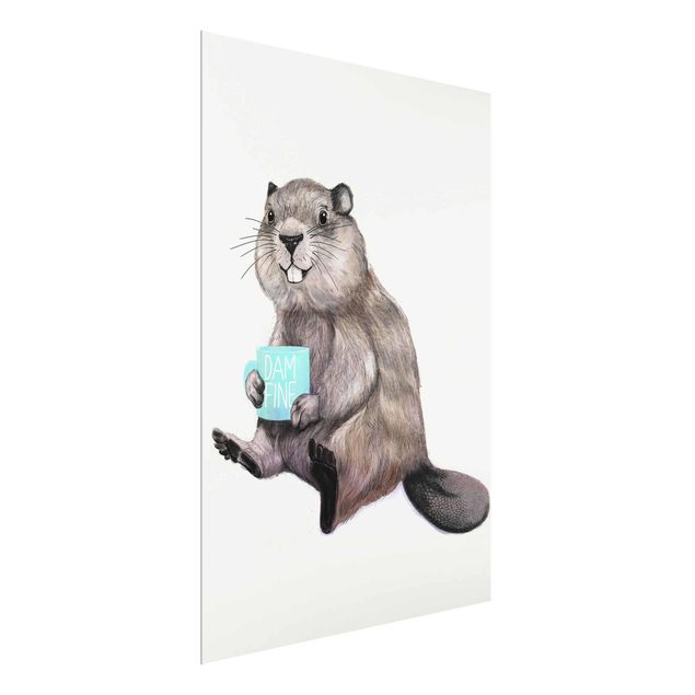 Glasschilderijen Illustration Beaver Wit Coffee Mug