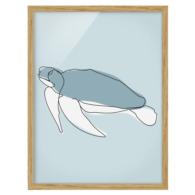 Ingelijste posters Turtle Line Art