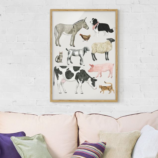 Ingelijste posters Farm Animal Family II