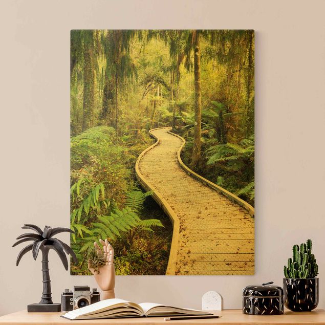 Canvas schilderijen - Goud Path In The Jungle