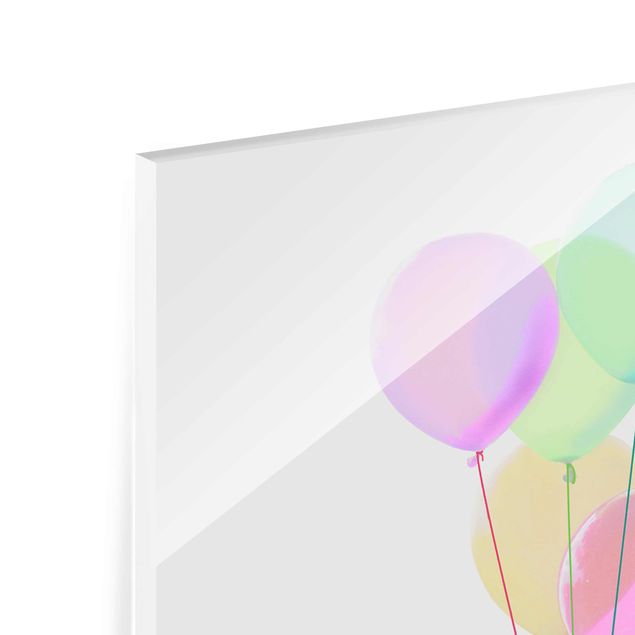 Glasschilderijen Illustration Penguin Pastel Balloons