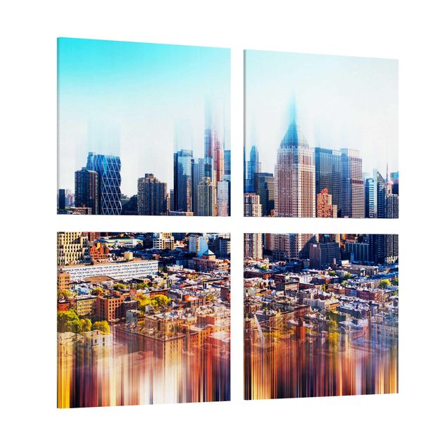 Canvas schilderijen - 4-delig Manhattan Skyline Urban Stretch