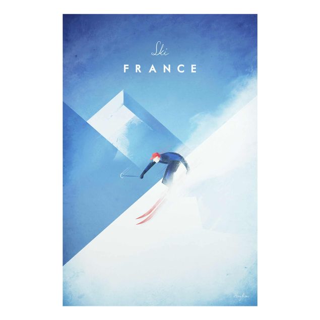Glasschilderijen Travel Poster - Ski In France