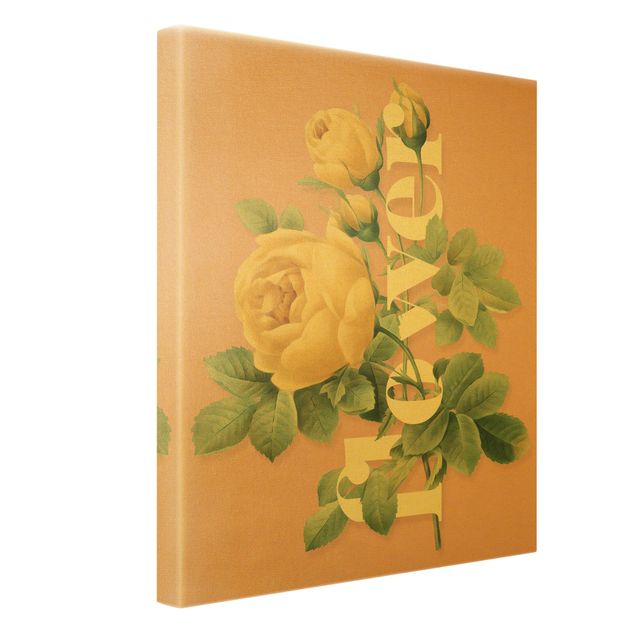 Canvas schilderijen - Goud Florale Typography - Flower