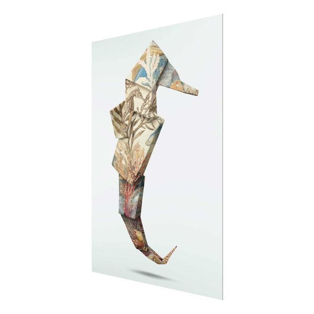 Glasschilderijen Origami Seahorse