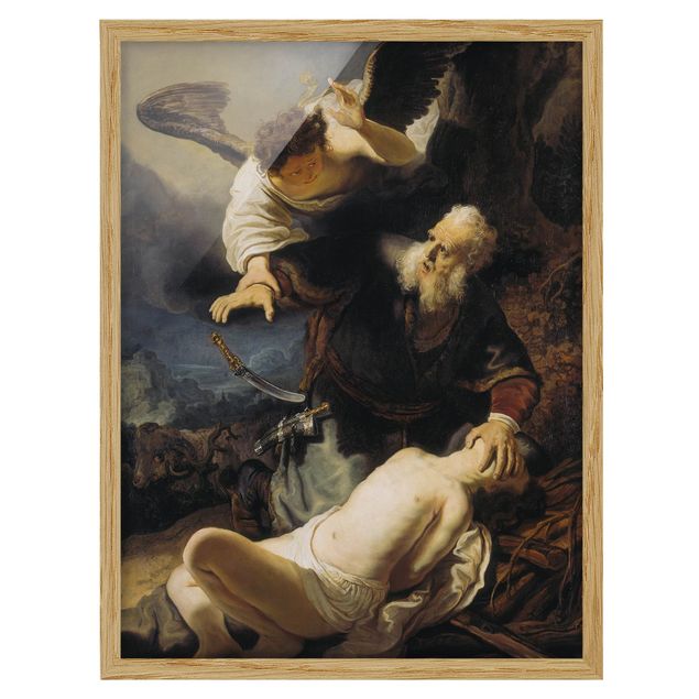Ingelijste posters Rembrandt van Rijn - The Angel prevents the Sacrifice of Isaac