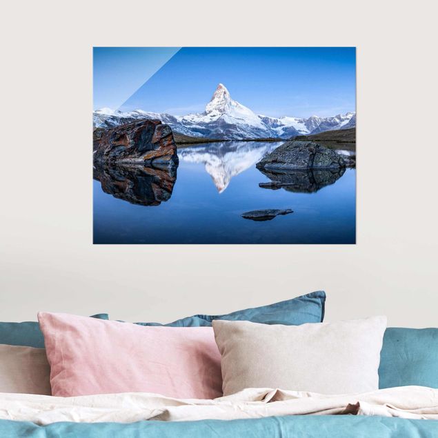 Glas Magnettafel Stellisee Lake In Front Of The Matterhorn